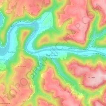 Mapa topográfico Fabas, altitude, relevo