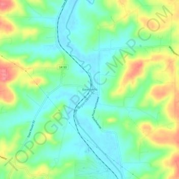 Mapa topográfico Barrs Mills, altitude, relevo