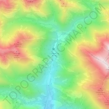 Mapa topográfico Cardaño de Arriba, altitude, relevo