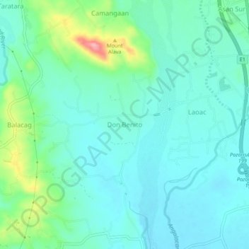 Mapa topográfico Don Benito, altitude, relevo