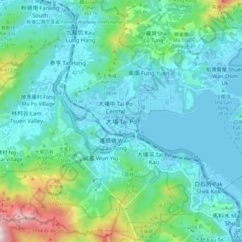 Mapa topográfico 大埔, altitude, relevo