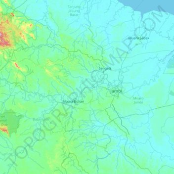Mapa topográfico Pemayung, altitude, relevo