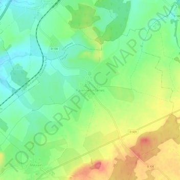 Mapa topográfico Ravennefontaines, altitude, relevo