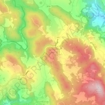 Mapa topográfico Foce, altitude, relevo