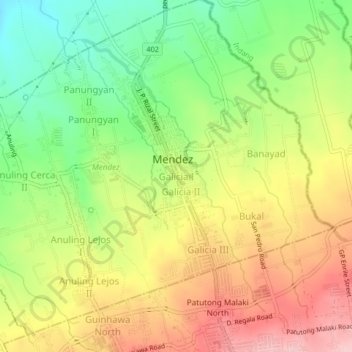 Mapa topográfico Galicia I, altitude, relevo