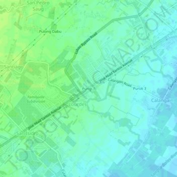 Mapa topográfico Purok 1, altitude, relevo