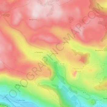 Mapa topográfico La Chevade, altitude, relevo