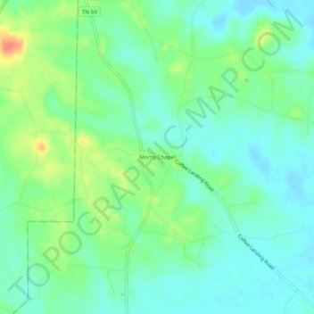 Mapa topográfico Morris Chapel, altitude, relevo