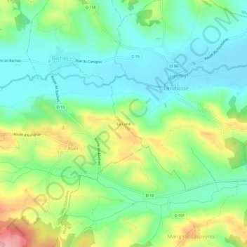 Mapa topográfico La Lune, altitude, relevo