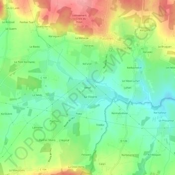 Mapa topográfico Renal, altitude, relevo