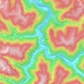 Mapa topográfico Dan, altitude, relevo