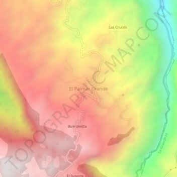Mapa topográfico El Palmar Grande, altitude, relevo