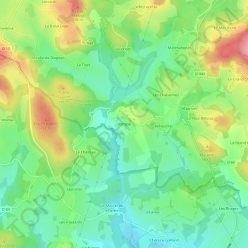 Mapa topográfico Marque, altitude, relevo