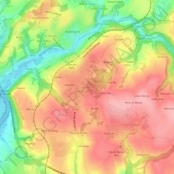 Mapa topográfico Le Drenit, altitude, relevo