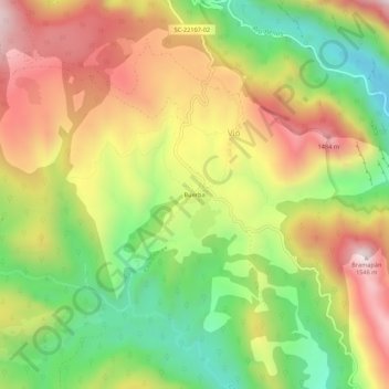 Mapa topográfico Buerba, altitude, relevo