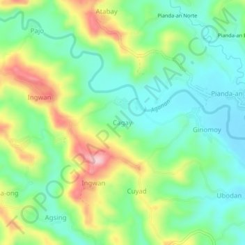 Mapa topográfico Cagay, altitude, relevo
