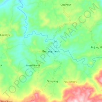 Mapa topográfico Bojongmanik, altitude, relevo
