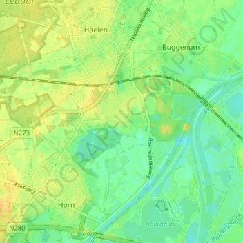 Mapa topográfico Haelense Broek, altitude, relevo