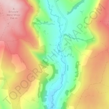 Mapa topográfico Fangdale Beck, altitude, relevo