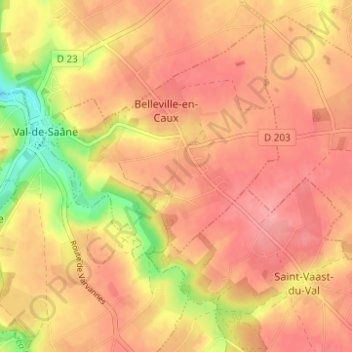 Mapa topográfico Le Petit Mesnil, altitude, relevo
