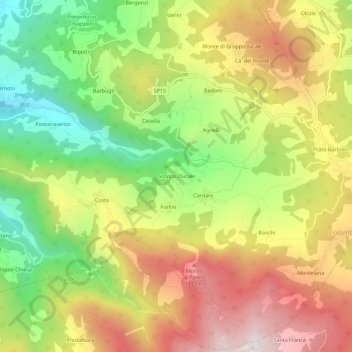 Mapa topográfico Groppo Ducale, altitude, relevo