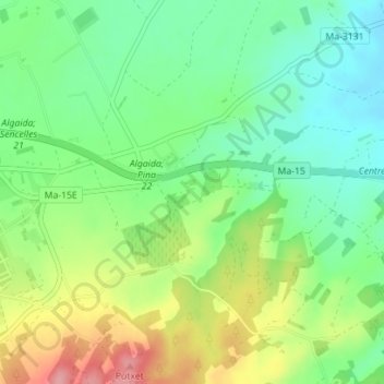 Mapa topográfico Son Cortana, altitude, relevo