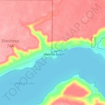 Mapa topográfico Melville Beach, altitude, relevo