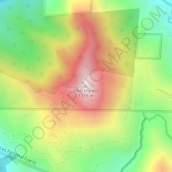 Mapa topográfico Pico Blanco, altitude, relevo