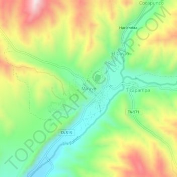 Mapa topográfico Mirave, altitude, relevo