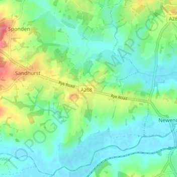 Mapa topográfico Linkhill, altitude, relevo