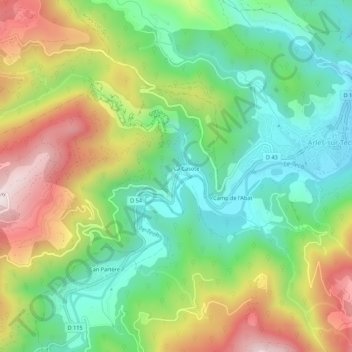 Mapa topográfico La Palme, altitude, relevo