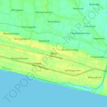 Mapa topográfico Mirit, altitude, relevo