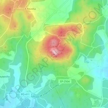Mapa topográfico Faro, altitude, relevo