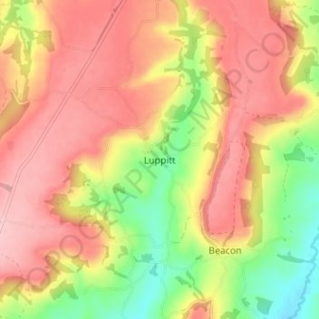 Mapa topográfico Luppitt, altitude, relevo