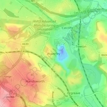 Mapa topográfico Waverley, altitude, relevo