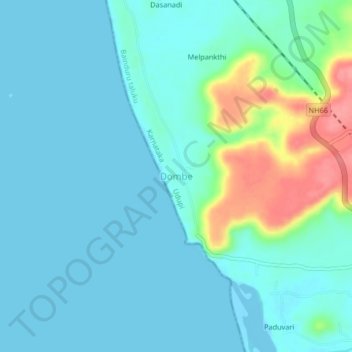 Mapa topográfico Dombe, altitude, relevo