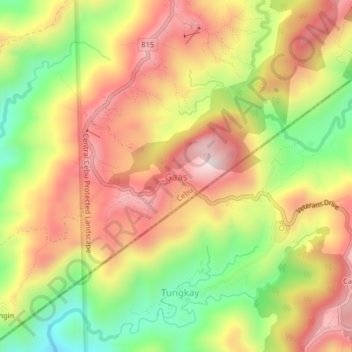 Mapa topográfico Gaas, altitude, relevo