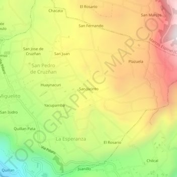 Mapa topográfico San Jacinto, altitude, relevo