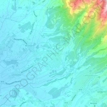 Mapa topográfico San Rocco, altitude, relevo