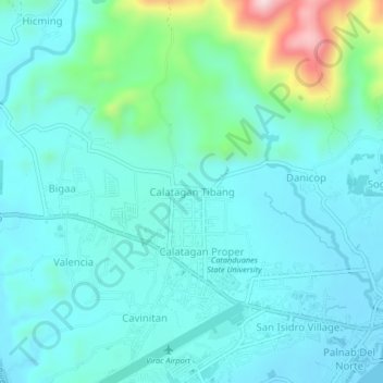 Mapa topográfico Calatagan Tibang, altitude, relevo
