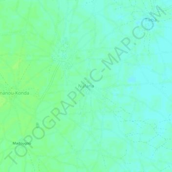 Mapa topográfico Nafana, altitude, relevo