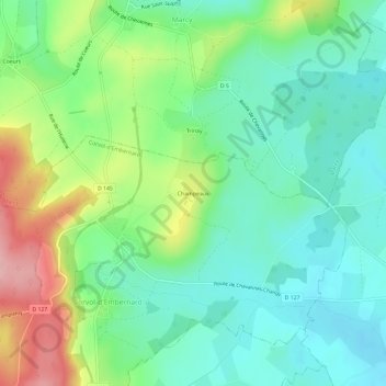 Mapa topográfico Champeaux, altitude, relevo