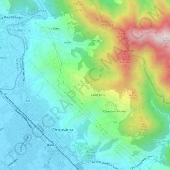 Mapa topográfico Capriglia, altitude, relevo