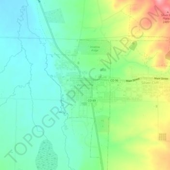 Mapa topográfico Westcliffe, altitude, relevo
