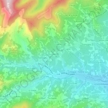 Mapa topográfico Le Delèche, altitude, relevo