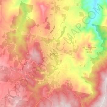 Mapa topográfico Batlow, altitude, relevo