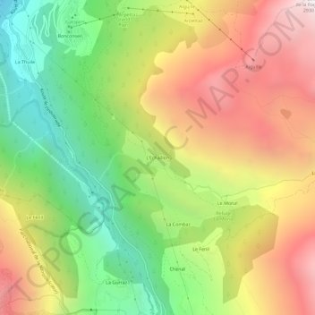 Mapa topográfico L'Echaillon, altitude, relevo