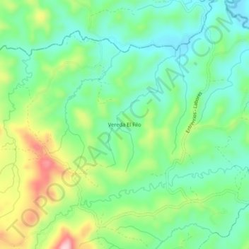 Mapa topográfico Vereda El Filo, altitude, relevo