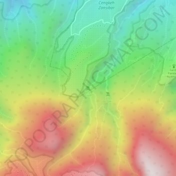Mapa topográfico Curug Lawe, altitude, relevo