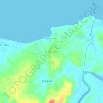 Mapa topográfico Malunhao, altitude, relevo